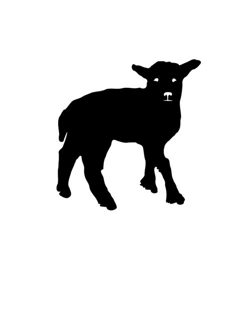 Young Lamb Standing Silhouette Vector Illustration Public Domain Vectors