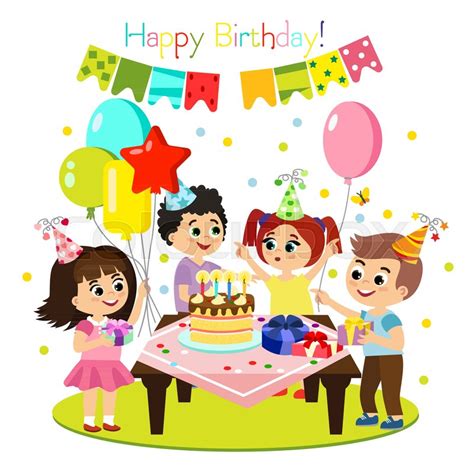 Vector Illustration Of Kids Birthday Stock Vector Colourbox