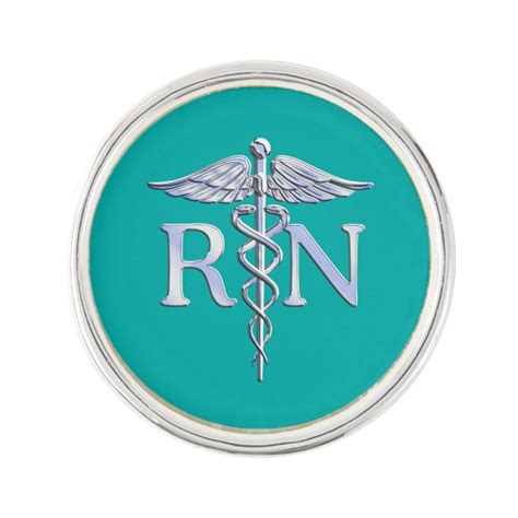 Registered Nurse Rn Caduceus On Turquoise Decor Lapel Pin Zazzle