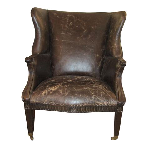Shop wayfair for all the best leather chairs. Oversized Brown Distressed Leather Wingback Chair For Sale (With images) | Metal dining chairs ...