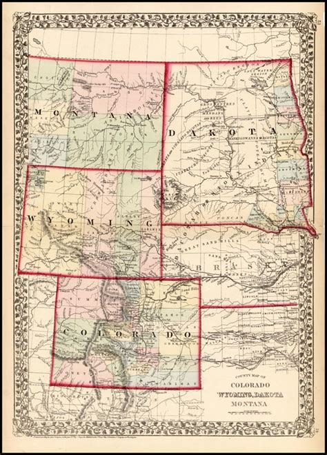 county map of colorado wyoming dakota montana barry lawrence ruderman antique maps inc
