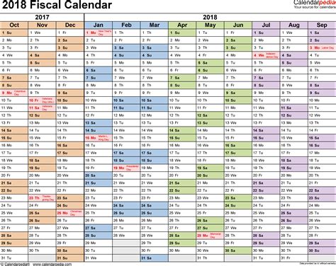 Fiscal Calendars 2018 Free Printable Excel Templates
