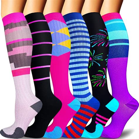 6 Pairs Fashion Design Compression Socks For Man And Woman20 30 Mmhg） Actinput Compression Socks