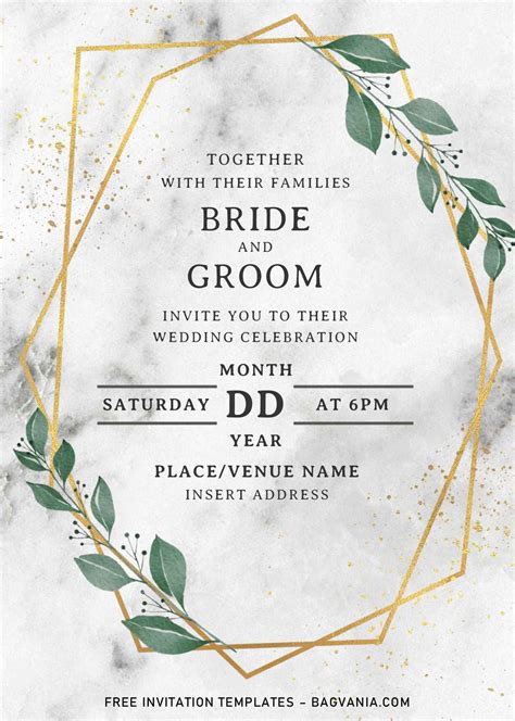 Greenery Geometric Wedding Invitation Templates - Editable With MS Word ...