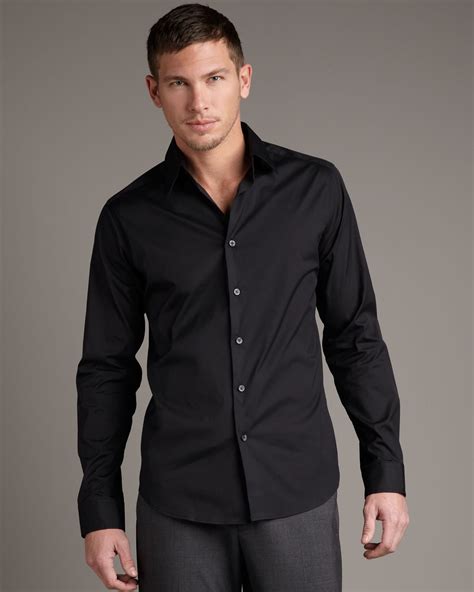 Lyst Theory Stretch Cotton Shirt In Black For Men