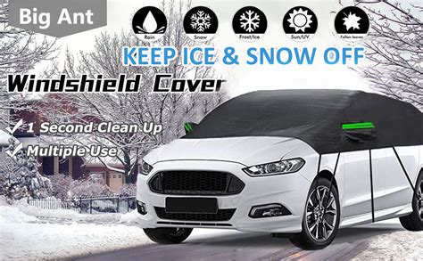 Big Ant Windshield Snow Cover Winter Half Car Cover Top Waterproof All Weather Windproof