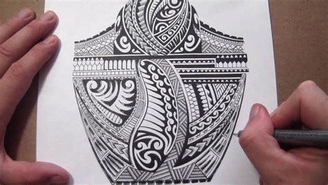 Maori Polynesian Tribal Half Sleeve Tattoo Design Adding Black Fill
