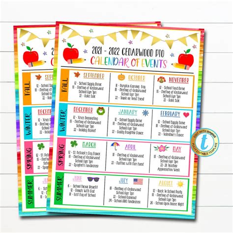 Monthly Pto Pta Flyer Printable Handout Tidylady Printables