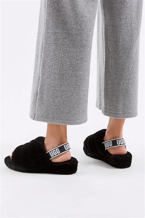 Ugg Fluff Yeah Black Slide Slippers Urban Outfitters Uk