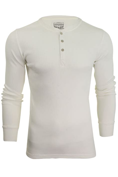 Levis Mens Grandad 300ls Henley Rib Long Sleeved T Shirt Ebay