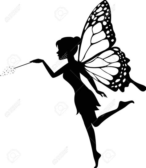 Vector Illustration Of Fairy Waving Her Wand Fairy Silhouette Fairy