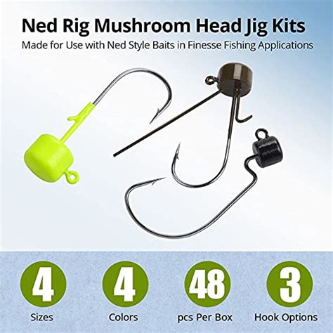 MadBite Ned Rig Jig Hook Kits Finesse Mushroom Jig Heads For Soft