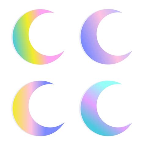 Premium Vector Colorful Pastel Gradient Half Moon Set Vector