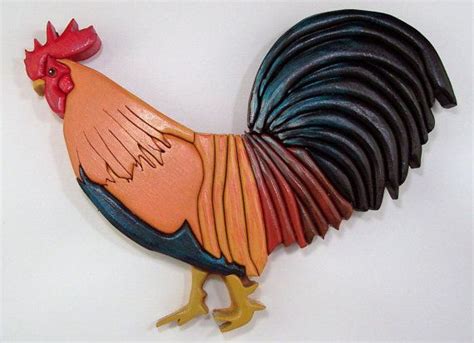 Hand Crafted Intarsia Rooster By Sarasotawoodart On Etsy 3000