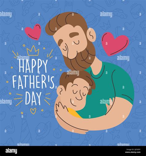 Feliz Padre De Caricatura Abrazando A Su Hijo Día Del Padre Vector
