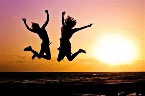 Free Stock Photo Of People Jumping Against Sunset Sky Download Free