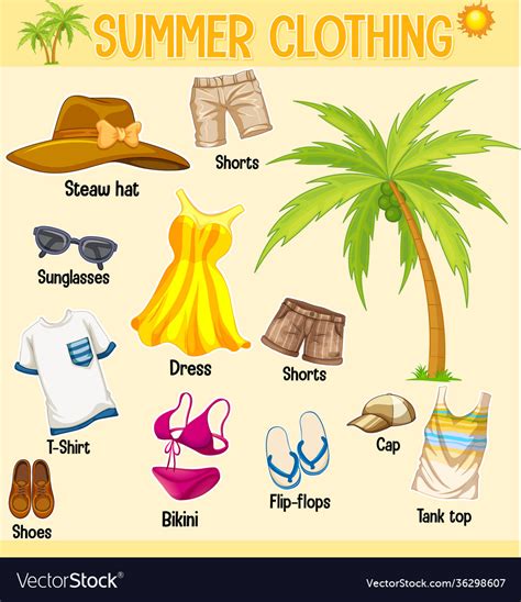 Summer Collection Clothing And Accessories Vector Image
