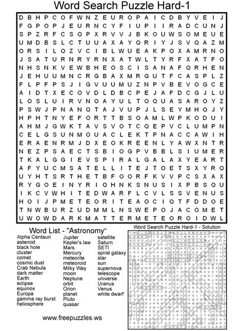Word Search Puzzles For Adults Hard Printable