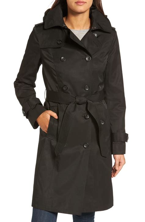 London Fog Hooded Double Breasted Long Trench Coat Nordstrom
