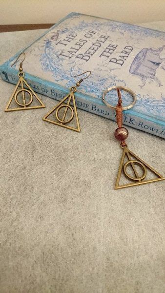 The Deathly Hallows Earrings And Keychain Harry Potter Free Etsy