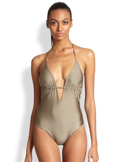 Lyst Elizabeth Hurley Beach Laura One Piece Swimsuit In Gray