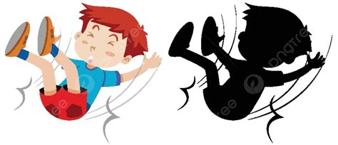 Boy Fall Down With Its Silhouette Set Collection Child Vector Set