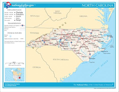North Carolina Road Map North Carolina Usa Mappery