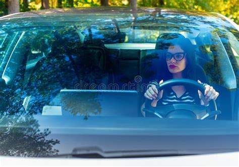 Woman Driving A Luxury Car Stock Photo Image Of Sedan 161688044