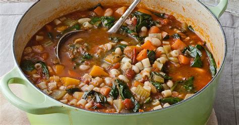 Plump, ripe tomatoes mingle with garlic, basil and oil to perfection. Barefoot Contessa | Winter Minestrone & Garlic Bruschetta | Recipes