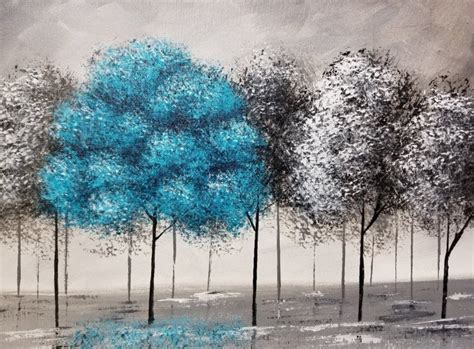 Pop Of Color Black And White Trees Part 2 Beginner Acrylic Painting