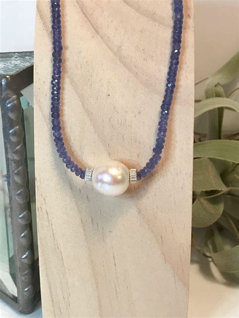 Tanzanite Pearl Etsy Pearls Tanzanite Beaded Necklace