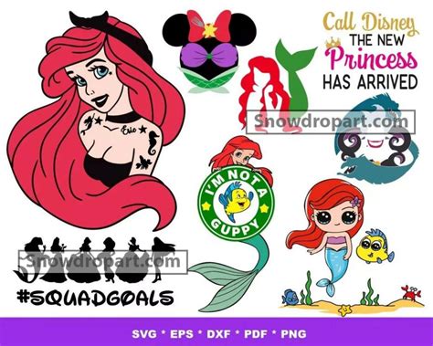 146 Ariel Svg Bundle Princess Svg Disney Svg Ariel Svg Snowdrop