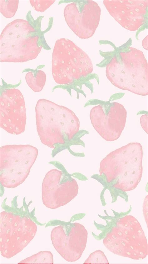 Kawaii Strawberries Aesthetic Background Cute Background Fruit