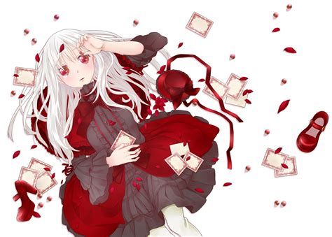 White Haired Anime Girl With Red Eyes