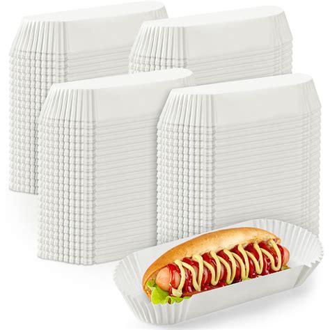 Buy 800 Pcs Hot Dog Trays 6 Inch White Paper Hot Dog Liners Fluted Hot