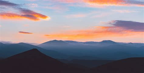 View Mountain Day Time Layer Landscape Silhouette Sunset Cloud