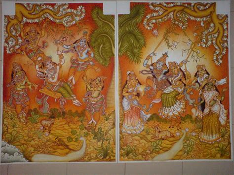 Swing Sequence Kerala Mural Painting Canvas Painting Mural Art
