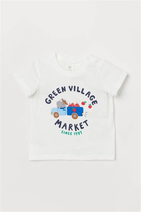 Printed T Shirt Whitegreen Village Kids Handm Us