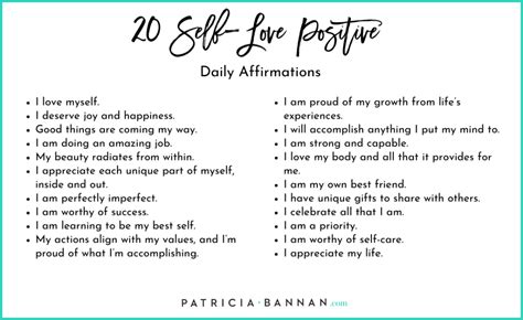 20 Self Love Positive Daily Affirmations For Women Patricia Bannan