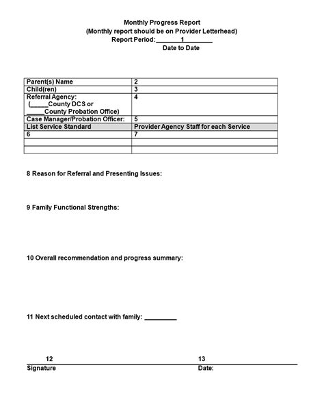 Monthly Progress Report Templates At