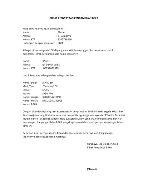 Surat pernyataan keabsahan dokumen word. Tulisan KINGKONG: Format Surat pengambilan BPKB Oleh kuasa (atas nama perusahaan) 2018