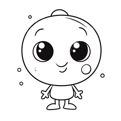 面白い目の輪郭スケッチ画を持つ漫画のキャラクターのような小さな赤ちゃん ベクターイラスト画像とpngフリー素材透過の無料ダウンロード