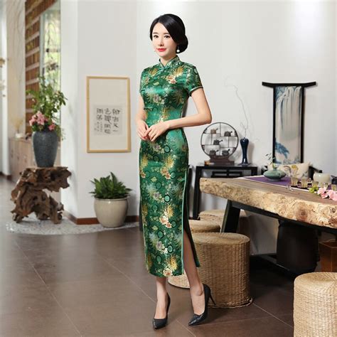 buy new green women qipao stain cheongsam chinese classic female sexy qipao