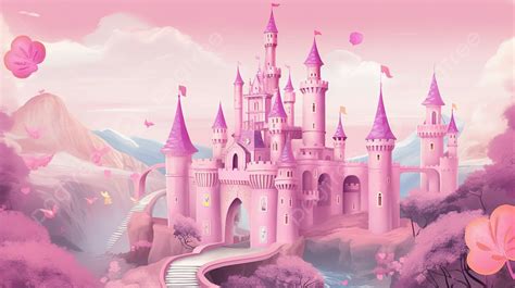 Castle In Pink With A Fairytale Background Princess Castle Picture