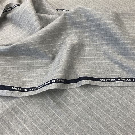 Light Grey Chalk Stripe Flannel Suiting Jacketing Fabric Barrington