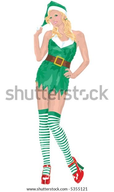 Sexy Christmas Elf Isolated Stock Vector Royalty Free 5355121