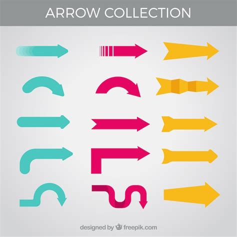 Colección de flechas de colores en diseño plano Vector Gratis