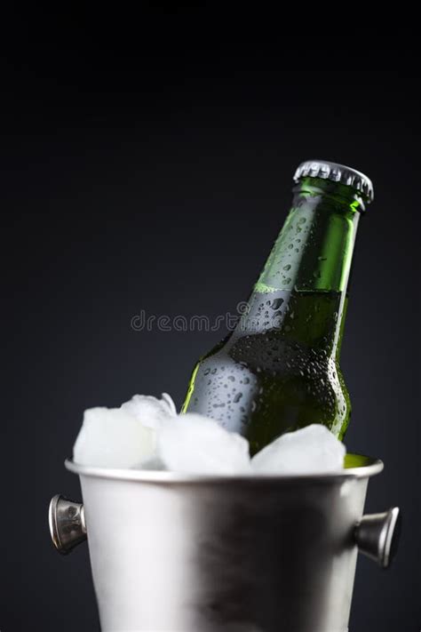 Beer Bottle In An Ice Bucket Stock Image Image Of Drink Background