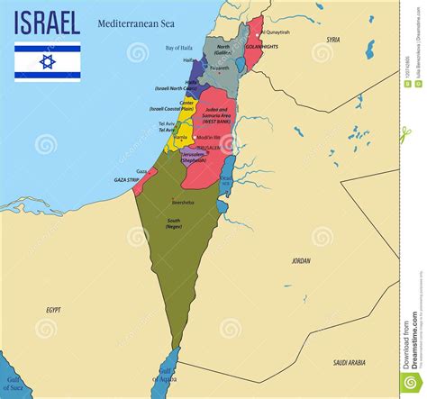 Stosujemy wiele mechanizmów ułatwiających posługiwanie się mapach: Mapa Do Vetor De Israel Com Regiões Ilustração do Vetor ...