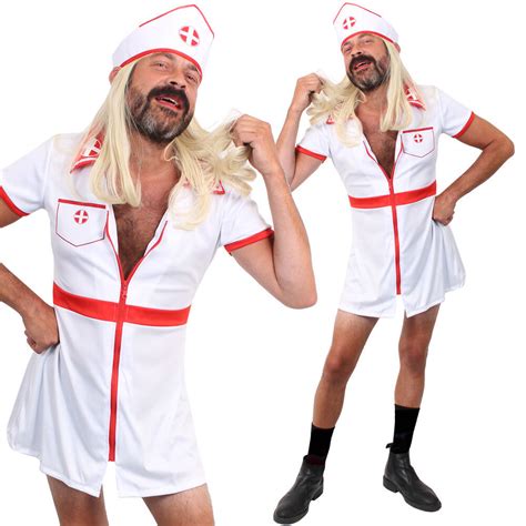 Funny Stag Do Costume Mens Nurse Outfit Novelty Dress Hospital Sexy